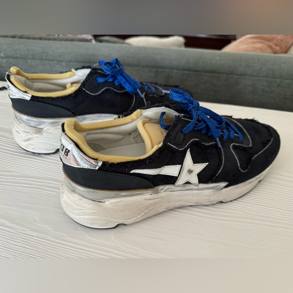 Golden Goose Running Sole sneakers in black distressed canvas with multi-foxing - Picture 3 of 6